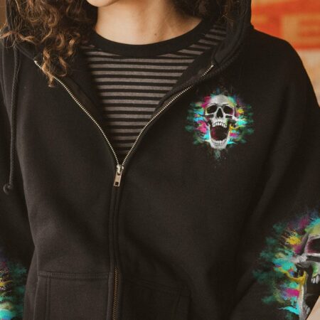 DON'T TRY TO FIGURE ME OUT COLORFUL SKULL ALL OVER PRINT - YHNT2803231