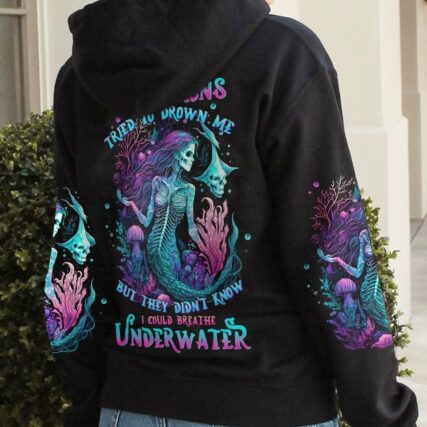 MY DEMONS TRIED TO DROWN ME MERMAID SKELETON ALL OVER PRINT - TLTW2404233