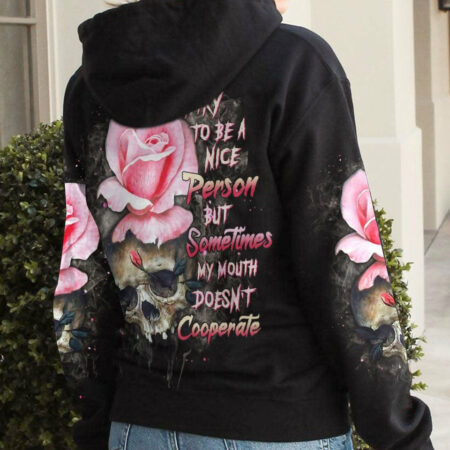 I TRY TO BE A NICE PERSON ROSE SKULL ALL OVER PRINT - TLTW2104232