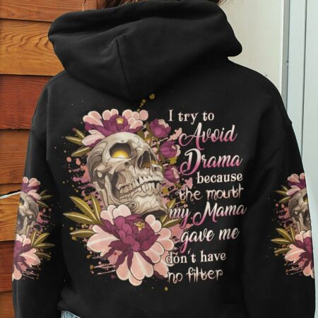 I TRY TO AVOID DRAMA SMOKE SKULL ALL OVER PRINT - YHHG2803231