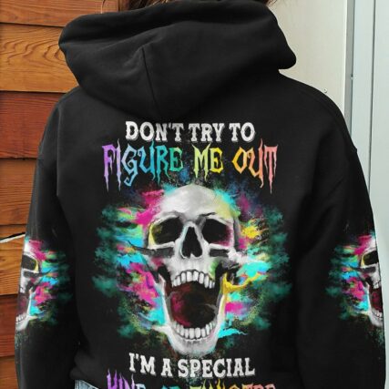 DON'T TRY TO FIGURE ME OUT COLORFUL SKULL ALL OVER PRINT - YHNT2803231