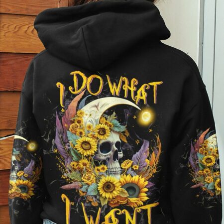 I DO WHAT I WANT CRESCENT MOON SUNFLOWER SKULL ALL OVER PRINT - TLTW2103236
