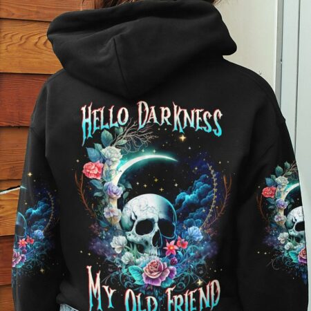 HELLO DARKNESS MY OLD FRIEND CRESCENT MOON SKULL ALL OVER PRINT - TLTW3003235