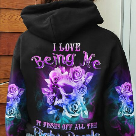 I LOVE BEING ME SKULL FLOWER ALL OVER PRINT - YHLN1301232