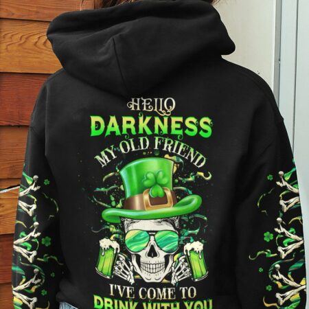 HELLO DARKNESS MY OLD FRIEND SKULL BEER PATRICK'S DAY ALL OVER PRINT - YHHG0102231