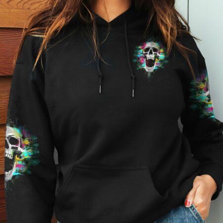 DON'T TRY TO FIGURE ME OUT COLORFUL SKULL ALL OVER PRINT - YHNT2803231