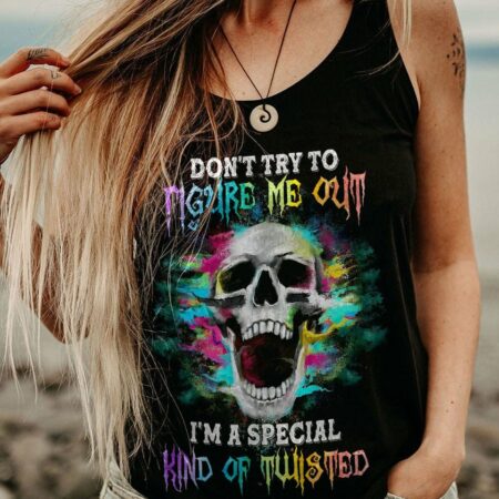 DON'T TRY TO FIGURE ME OUT COLORFUL SKULL ALL OVER PRINT - YHNT2803231