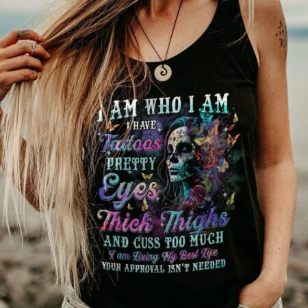 I AM WHO I AM I HAVE TATTOOS SUGAR SKULL ALL OVER PRINT - TLTM1402232