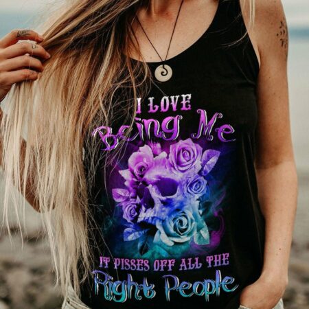 I LOVE BEING ME SKULL FLOWER ALL OVER PRINT - YHLN1301232