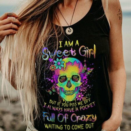 I AM A SWEET GIRL FLOWER SKULL ALL OVER PRINT - YHLN0703234
