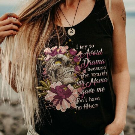I TRY TO AVOID DRAMA SMOKE SKULL ALL OVER PRINT - YHHG2803231