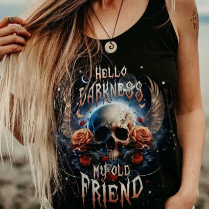 HELLO DARKNESS MY OLD FRIEND SKULL WINGS MOON ALL OVER PRINT - TLNT2604231