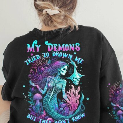 MY DEMONS TRIED TO DROWN ME MERMAID SKELETON ALL OVER PRINT - TLTW2404233