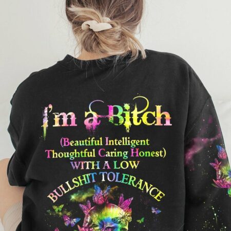 I'M A B DON'T TRY ME BUTTERFLY SKULL ALL OVER PRINT - TLNZ0703232