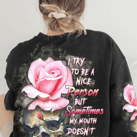 I TRY TO BE A NICE PERSON ROSE SKULL ALL OVER PRINT - TLTW2104232