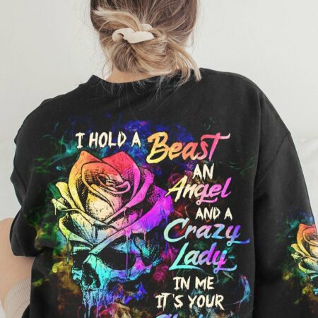 I HOLD A BEAST AN ANGEL SKETCH ROSE SKULL ALL OVER PRINT - TLTW0603233