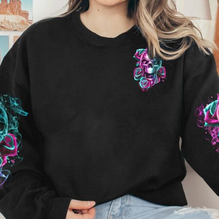I TRY TO AVOID DRAMA FIRE SKULL ROSE ALL OVER PRINT - TLTR2701233