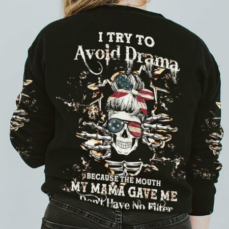 I TRY TO AVOID DRAMA CRACK SKULL LEOPARD ALL OVER PRINT - TLTW1101234