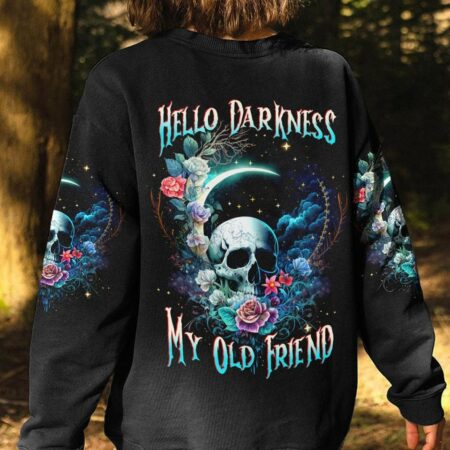 HELLO DARKNESS MY OLD FRIEND CRESCENT MOON SKULL ALL OVER PRINT - TLTW3003235
