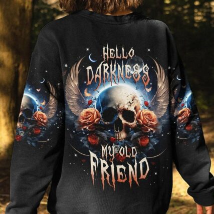 HELLO DARKNESS MY OLD FRIEND SKULL WINGS MOON ALL OVER PRINT - TLNT2604231