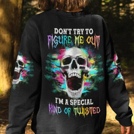 DON'T TRY TO FIGURE ME OUT COLORFUL SKULL ALL OVER PRINT - YHNT2803231