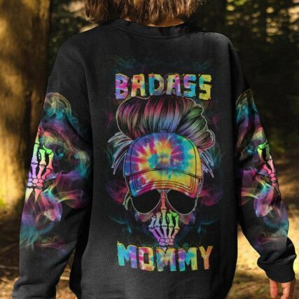 BADASS MOMMY MESSY BUN ALL OVER PRINT - YHHG2402232