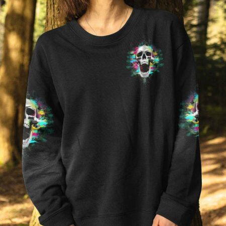 DON'T TRY TO FIGURE ME OUT COLORFUL SKULL ALL OVER PRINT - YHNT2803231