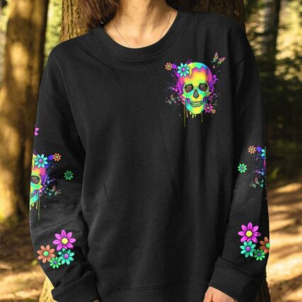I AM A SWEET GIRL FLOWER SKULL ALL OVER PRINT - YHLN0703234