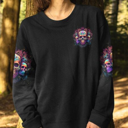 DON'T TRY TO FIGURE ME OUT 3 SKULLS COLORFUL ALL OVER PRINT - TLTW3003232