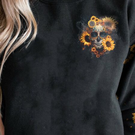 FRESH OUT OF F SUNFLOWER SUGAR SKULL ALL OVER PRINT - TLNZ2102232