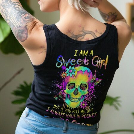 I AM A SWEET GIRL FLOWER SKULL ALL OVER PRINT - YHLN0703234