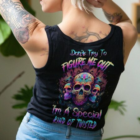 DON'T TRY TO FIGURE ME OUT 3 SKULLS COLORFUL ALL OVER PRINT - TLTW3003232