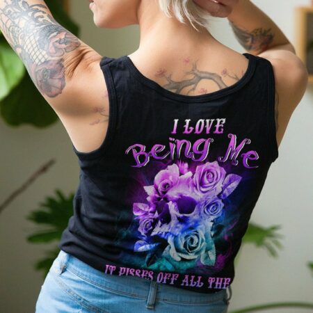 I LOVE BEING ME SKULL FLOWER ALL OVER PRINT - YHLN1301232