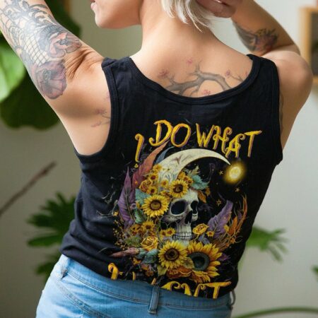 I DO WHAT I WANT CRESCENT MOON SUNFLOWER SKULL ALL OVER PRINT - TLTW2103236