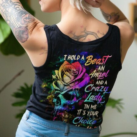 I HOLD A BEAST AN ANGEL SKETCH ROSE SKULL ALL OVER PRINT - TLTW0603233