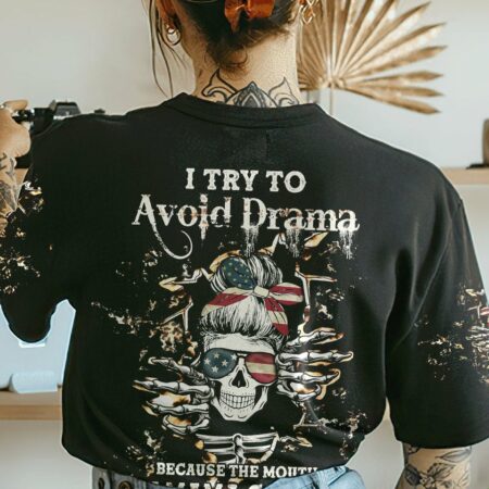 I TRY TO AVOID DRAMA CRACK SKULL LEOPARD ALL OVER PRINT - TLTW1101234
