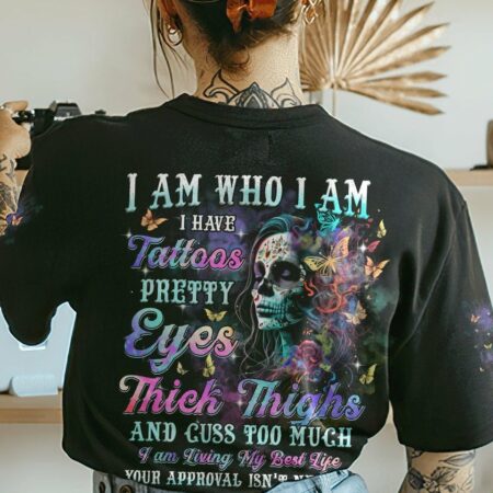 I AM WHO I AM I HAVE TATTOOS SUGAR SKULL ALL OVER PRINT - TLTM1402232