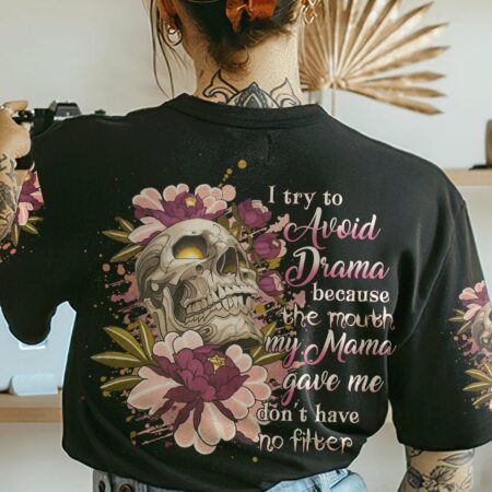 I TRY TO AVOID DRAMA SMOKE SKULL ALL OVER PRINT - YHHG2803231