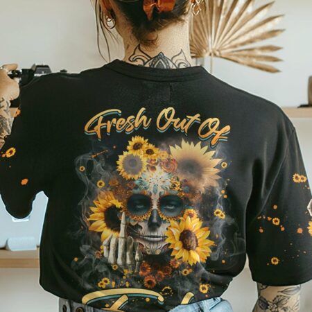 FRESH OUT OF F SUNFLOWER SUGAR SKULL ALL OVER PRINT - TLNZ2102232
