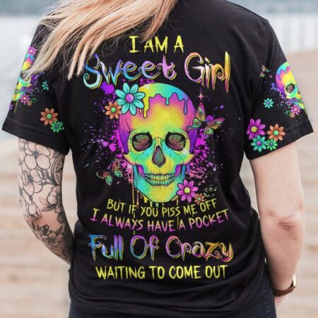 I AM A SWEET GIRL FLOWER SKULL ALL OVER PRINT - YHLN0703234