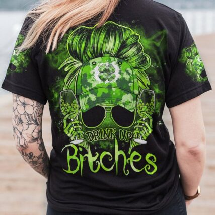 DRINK UP B MESSY BUN PATRICK'S DAY ALL OVER PRINT - TLNO2701231