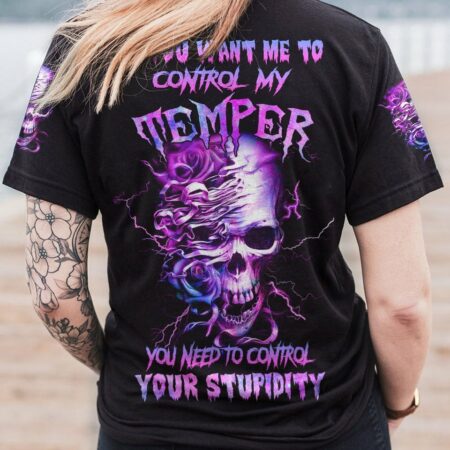 IF YOU WANT ME TO CONTROL MY TEMPER ROSE SKULL ALL OVER PRINT - TLNZ1002231