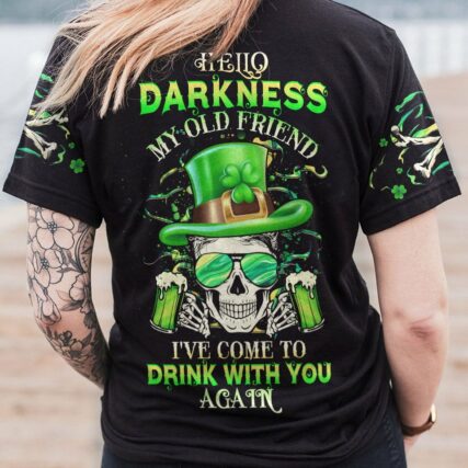 HELLO DARKNESS MY OLD FRIEND SKULL BEER PATRICK'S DAY ALL OVER PRINT - YHHG0102231