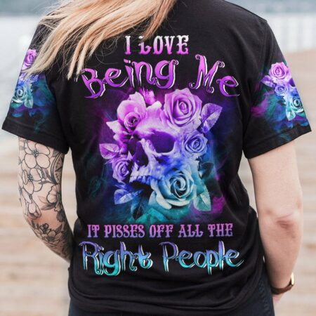 I LOVE BEING ME SKULL FLOWER ALL OVER PRINT - YHLN1301232