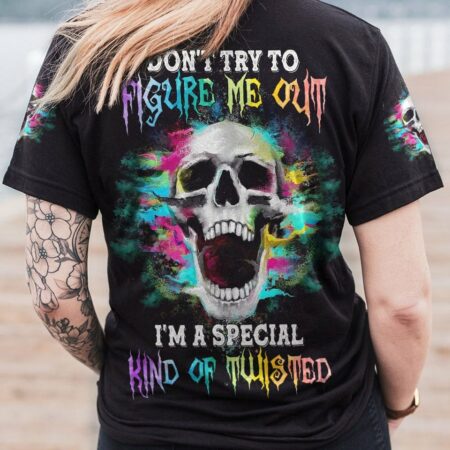 DON'T TRY TO FIGURE ME OUT COLORFUL SKULL ALL OVER PRINT - YHNT2803231