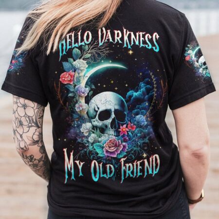 HELLO DARKNESS MY OLD FRIEND CRESCENT MOON SKULL ALL OVER PRINT - TLTW3003235