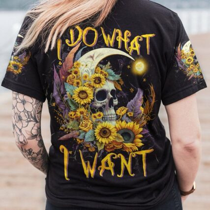 I DO WHAT I WANT CRESCENT MOON SUNFLOWER SKULL ALL OVER PRINT - TLTW2103236