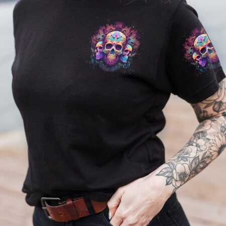 DON'T TRY TO FIGURE ME OUT 3 SKULLS COLORFUL ALL OVER PRINT - TLTW3003232
