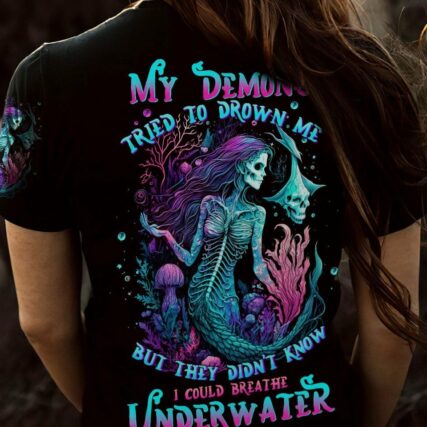 MY DEMONS TRIED TO DROWN ME MERMAID SKELETON ALL OVER PRINT - TLTW2404233