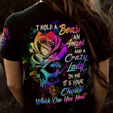 I HOLD A BEAST AN ANGEL SKETCH ROSE SKULL ALL OVER PRINT - TLTW0603233